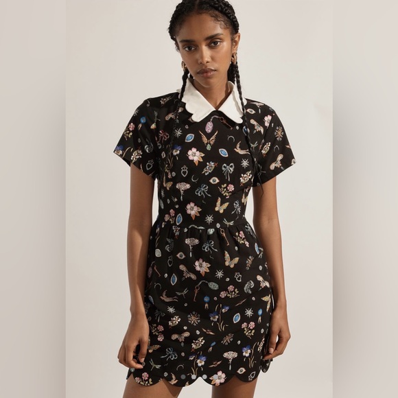 Maeve Dresses & Skirts - Anthropology Maeve Short Sleeve Collared Scallop Mini Dress